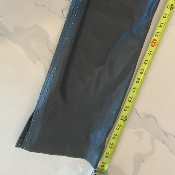 Danier - Leather, Zipper & Snap Button Front, Straight leg, Black, Pant Size 12 - Picture 2 of 7